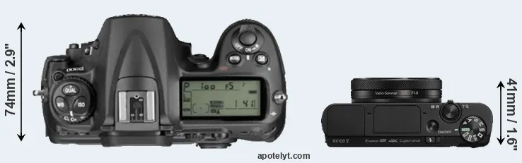 Compare D300 versus RX100 V top