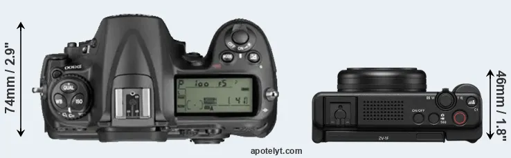 Compare D300 versus ZV-1F top