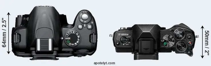 Compare D3000 versus E-M10 III top