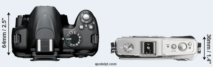 Compare D3000 versus E-P1 top