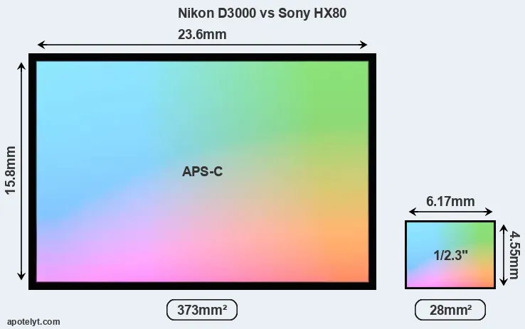 Nikon D3000 and Sony HX80 sensor measures