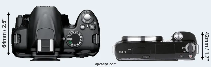 Compare D3000 versus NEX-F3 top