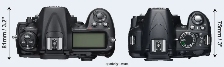 Compare D300S versus D3100 top