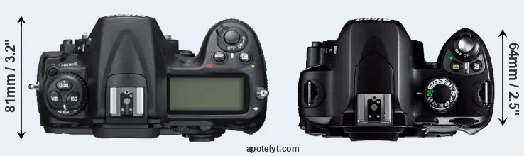 Compare D300S versus D40 top