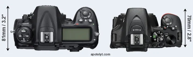 Compare D300S versus D5500 top