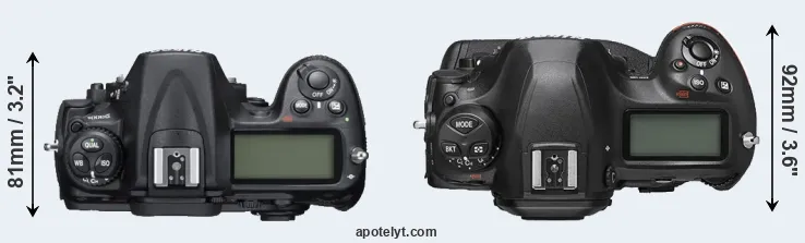 Compare D300S versus D6 top