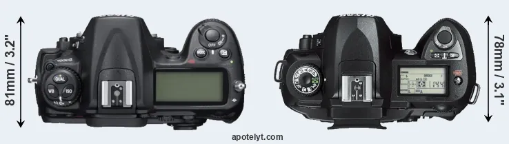 Compare D300S versus D70s top