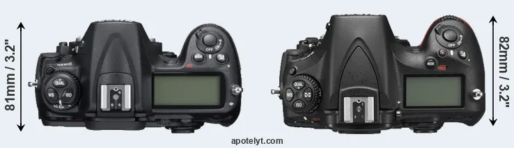 Compare D300S versus D810 top