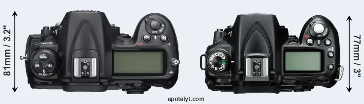 Compare D300S versus D90 top