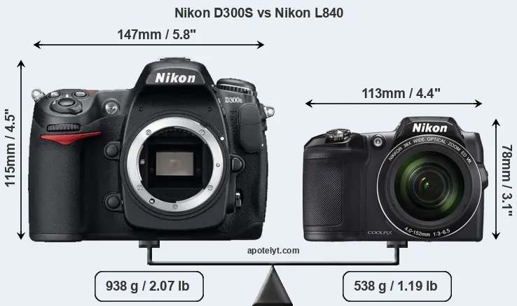 Size Nikon D300S vs Nikon L840