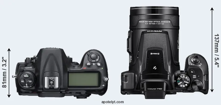 Compare D300S versus P900 top