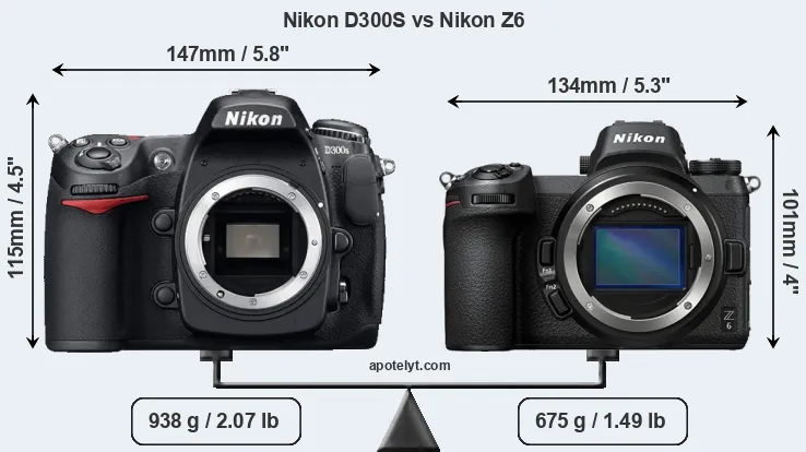 Size Nikon D300S vs Nikon Z6