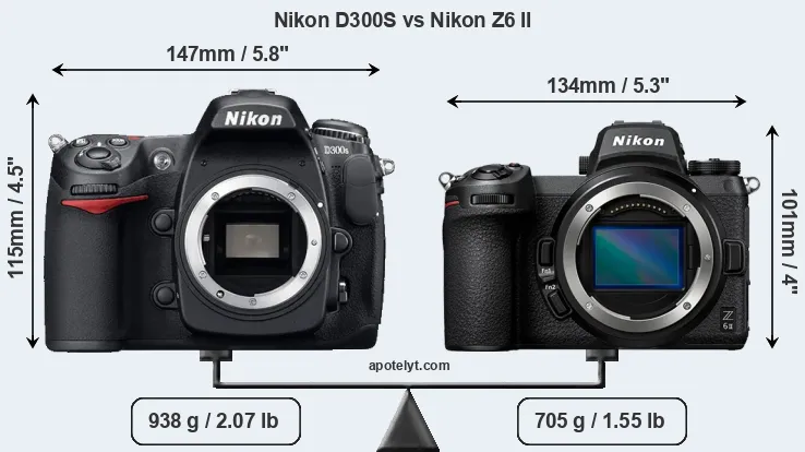 Size Nikon D300S vs Nikon Z6 II