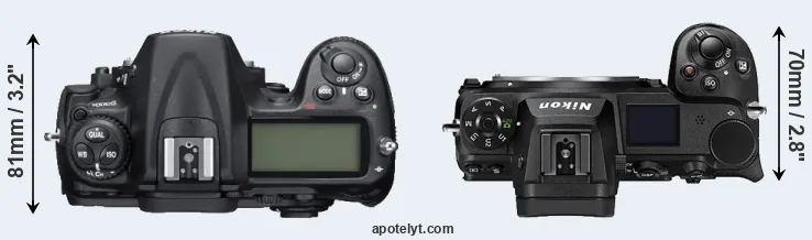 Compare D300S versus Z6 II top