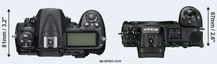 Compare D300S versus Z6 top