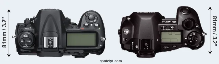 Compare D300S versus E-1 top