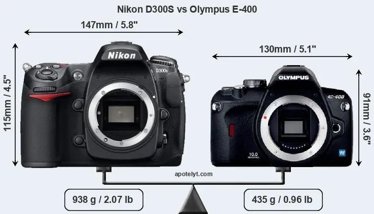 Size Nikon D300S vs Olympus E-400