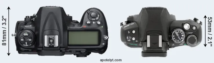 Compare D300S versus E-400 top