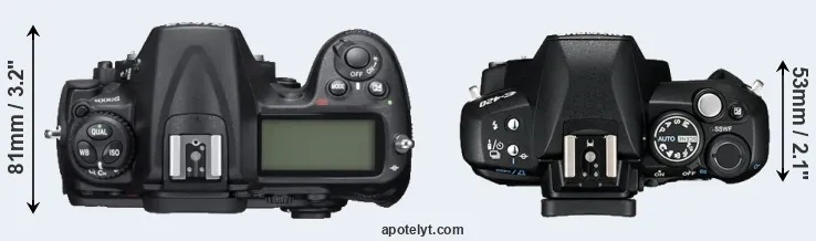 Compare D300S versus E-420 top