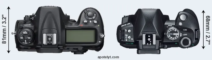 Compare D300S versus E-510 top