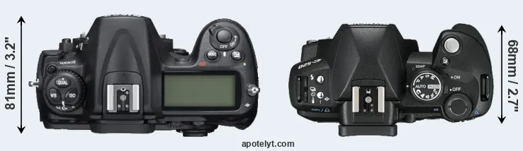 Compare D300S versus E-520 top