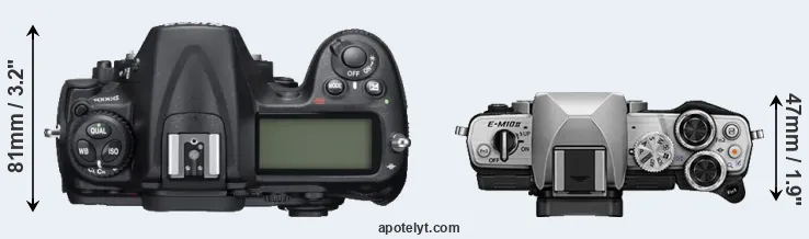 Compare D300S versus E-M10 II top