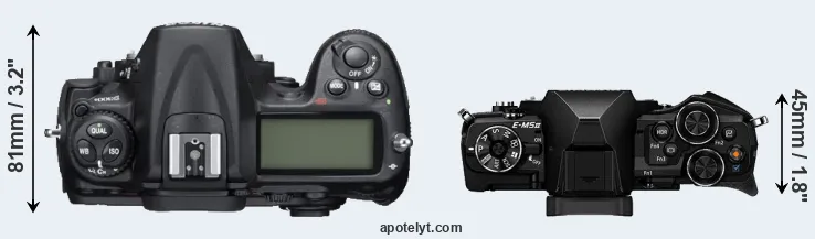 Compare D300S versus E-M5 II top