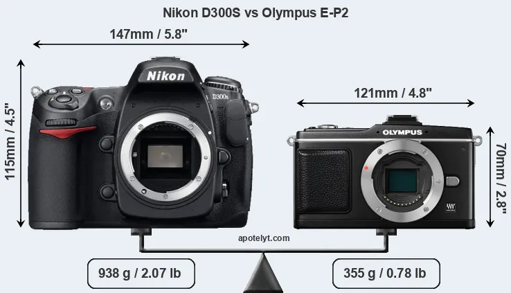 Size Nikon D300S vs Olympus E-P2