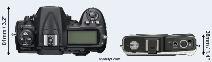 Compare D300S versus E-P2 top
