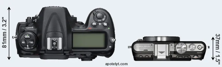Compare D300S versus E-PL3 top