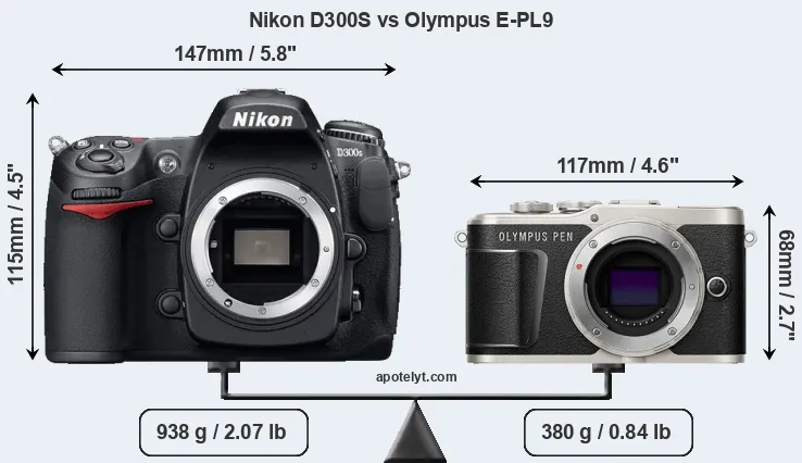 Size Nikon D300S vs Olympus E-PL9