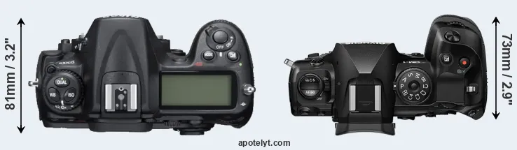 Compare D300S versus OM-1 top