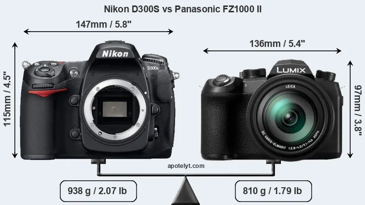 Size Nikon D300S vs Panasonic FZ1000 II