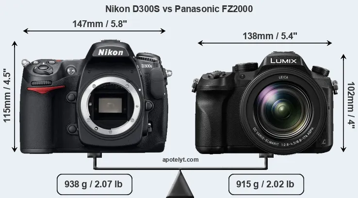 Size Nikon D300S vs Panasonic FZ2000