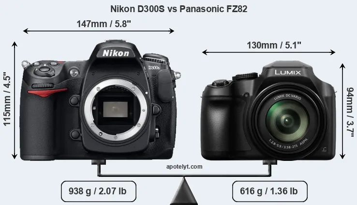 Size Nikon D300S vs Panasonic FZ82