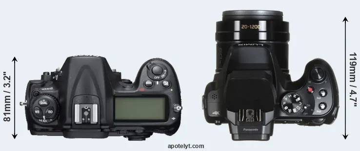 Compare D300S versus FZ82 top