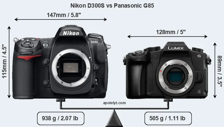 Size Nikon D300S vs Panasonic G85