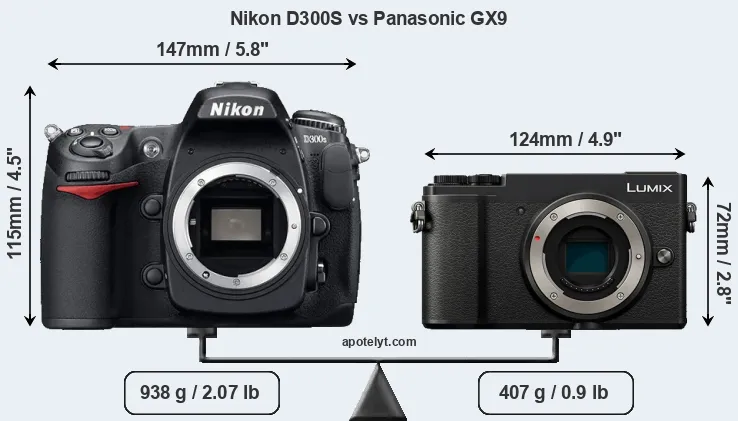Size Nikon D300S vs Panasonic GX9
