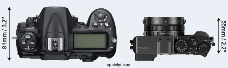 Compare D300S versus LX100 top