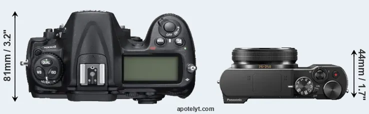 Compare D300S versus TZ100 top