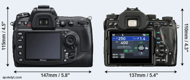 Comparison D300S or K-1 II rear