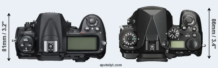 Compare D300S versus K-1 II top