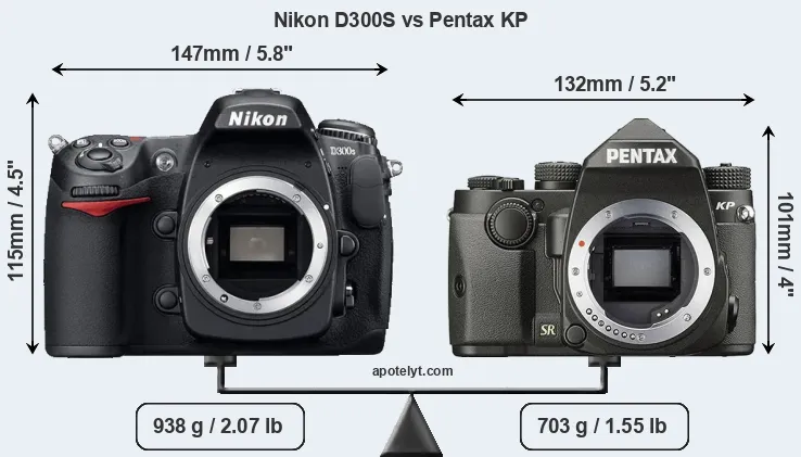 Size Nikon D300S vs Pentax KP