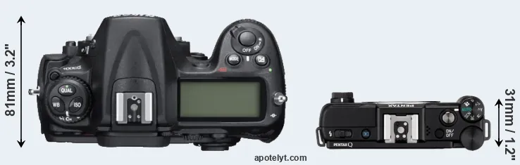 Compare D300S versus Pentax Q top