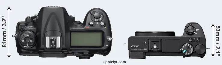 Compare D300S versus A6500 top