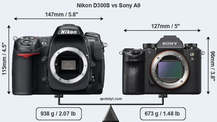 Size Nikon D300S vs Sony A9