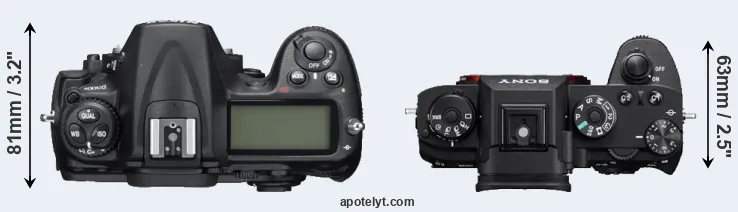 Compare D300S versus A9 top