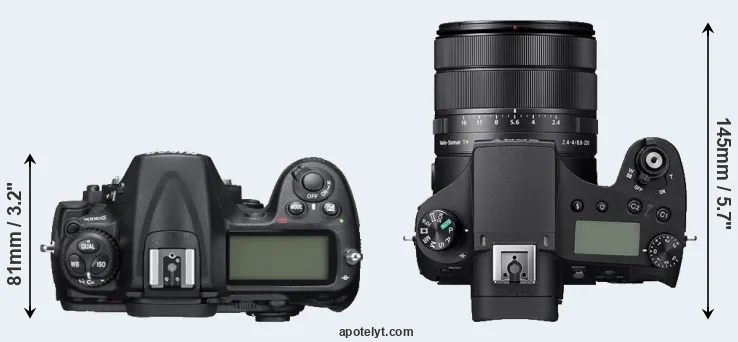 Compare D300S versus RX10 IV top