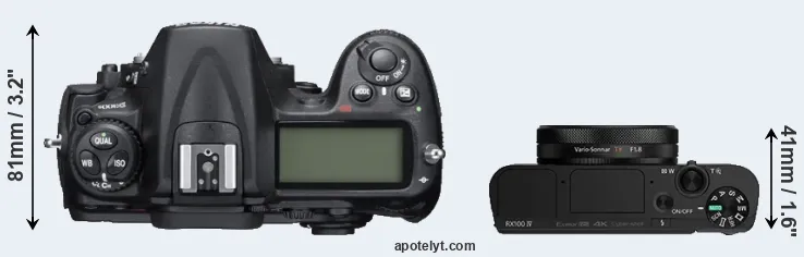 Compare D300S versus RX100 IV top