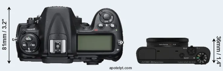 Compare D300S versus RX100 top